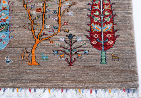 Chobi Grey Hand Knotted 42 X 510 Area Rug 700-144917 Image 5