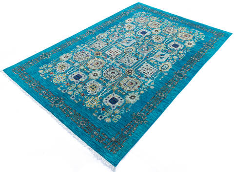 Chobi Blue Hand Knotted 61 X 810 Area Rug 700-144922 Image 2