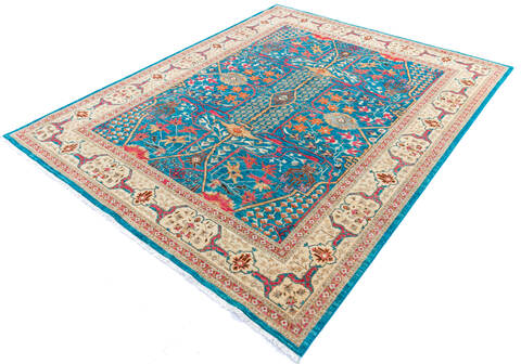 Chobi Blue Hand Knotted 82 X 99 Area Rug 700-144923 Image 2