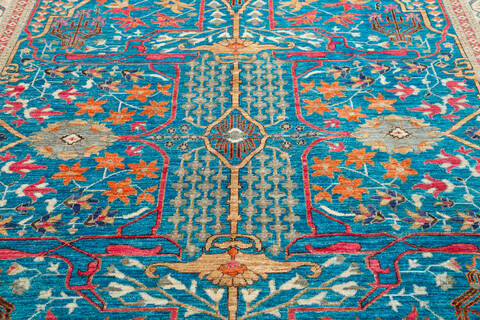 Chobi Blue Hand Knotted 82 X 99 Area Rug 700-144923 Image 3
