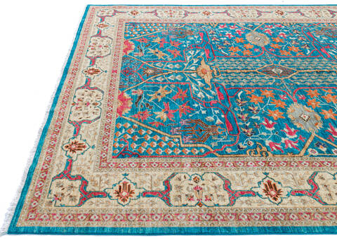 Chobi Blue Hand Knotted 82 X 99 Area Rug 700-144923 Image 5