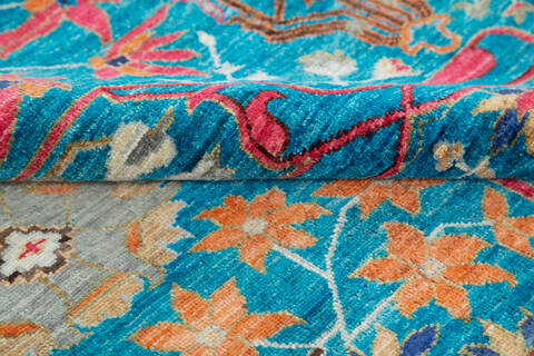 Chobi Blue Hand Knotted 82 X 99 Area Rug 700-144923 Image 6