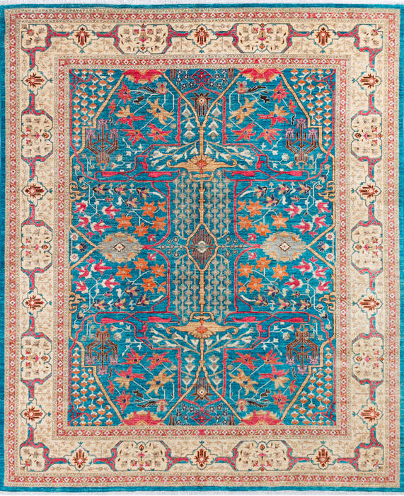Chobi Blue Hand Knotted 82 X 99 Area Rug 700-144923 Image 0