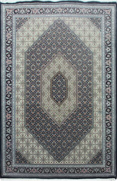 Indian Bidjar Beige Rectangle 5x8 ft Wool and Silk Carpet 144929