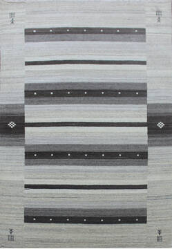 Indian Luri Grey Rectangle 5x7 ft Wool Carpet 144950