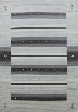 Indian Luri Grey Rectangle 5x7 ft Wool Carpet 144950