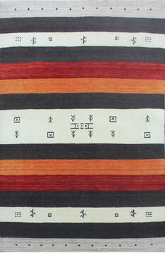 Indian Luri Multicolor Rectangle 4x6 ft Wool Carpet 144952