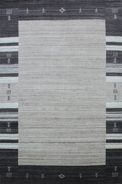 Indian Luri Grey Rectangle 4x6 ft Wool Carpet 144953