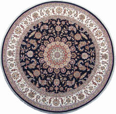 Indian Nain Blue Round 7 to 8 ft Wool Carpet 144957