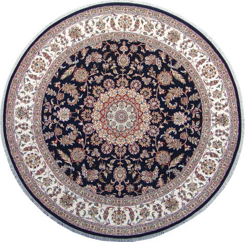 Nain Blue Round Hand Knotted 60 X 60 Area Rug 902-144958 Image 0