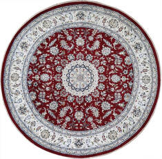 Indian Nain Red Round 5 to 6 ft Wool Carpet 144964