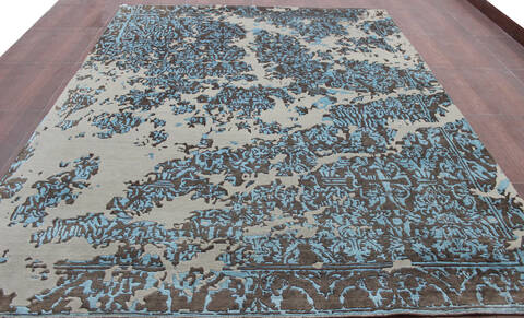 Modern-Contemporary Beige Hand Knotted 80 X 100 Area Rug 902-144967 Image 3