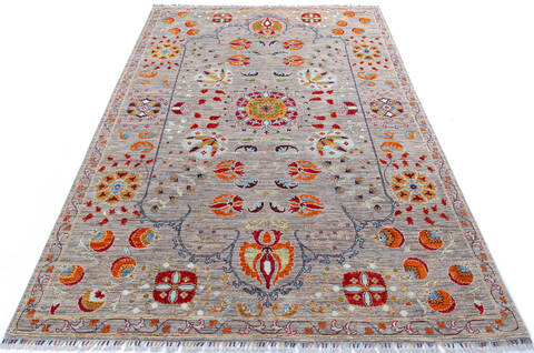 Chobi Grey Hand Knotted 610 X 102 Area Rug 700-144971 Image 1