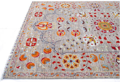 Chobi Grey Hand Knotted 610 X 102 Area Rug 700-144971 Image 5
