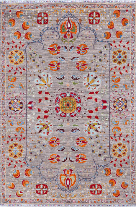 Chobi Grey Hand Knotted 610 X 102 Area Rug 700-144971 Image 0