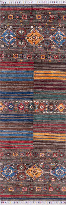 Chobi Grey Runner Hand Knotted 29 X 82 Area Rug 700-144979 Image 0