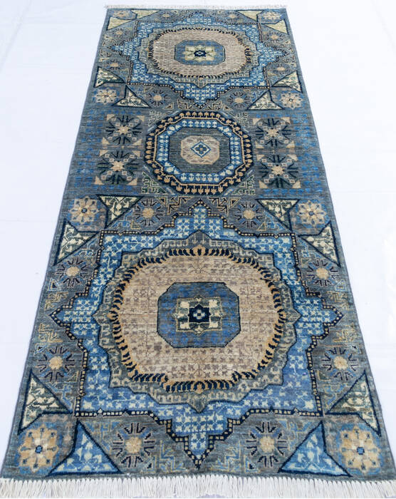 Chobi Blue Runner Hand Knotted 28 X 64 Area Rug 700-144980 Image 1