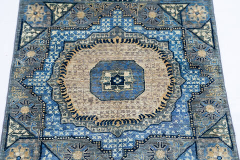 Chobi Blue Runner Hand Knotted 28 X 64 Area Rug 700-144980 Image 2