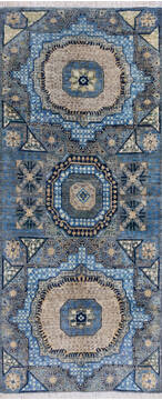 Afghan Chobi Blue Runner 6 to 9 ft Wool Carpet 144980