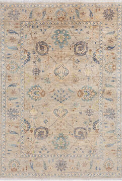 Afghan Chobi Beige Rectangle 5x7 ft Wool Carpet 144986