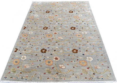 Chobi Grey Hand Knotted 60 X 810 Area Rug 700-144988 Image 1