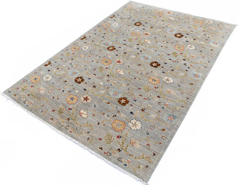 Chobi Grey Hand Knotted 60 X 810 Area Rug 700-144988 Image 2