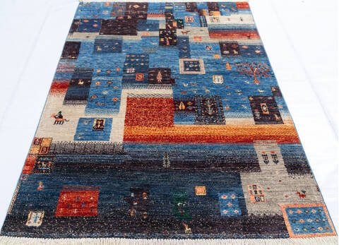 Modern Blue Hand Knotted 40 X 511 Area Rug 700-144990 Image 1