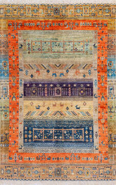 Chobi Multicolor Hand Knotted 4'0" X 6'0"  Area Rug 700-144994