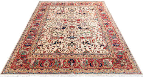 Chobi Beige Hand Knotted 80 X 99 Area Rug 700-144997 Image 1