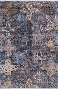 Afghan Modern Grey Rectangle 6x9 ft Wool and Silk Carpet 144999