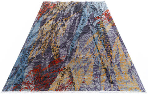 Modern Multicolor Hand Knotted 68 X 99 Area Rug 700-145025 Image 1