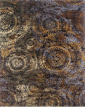 Modern Brown Hand Knotted 8'0" X 9'10"  Area Rug 700-145026