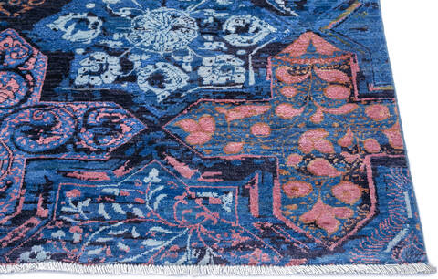 Modern Blue Hand Knotted 91 X 120 Area Rug 700-145027 Image 4