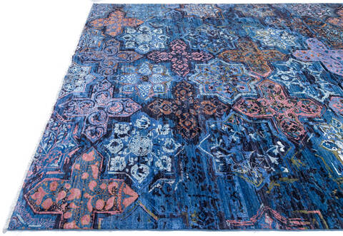 Modern Blue Hand Knotted 91 X 120 Area Rug 700-145027 Image 5