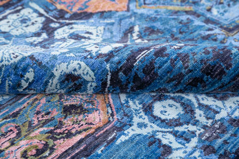 Modern Blue Hand Knotted 91 X 120 Area Rug 700-145027 Image 6