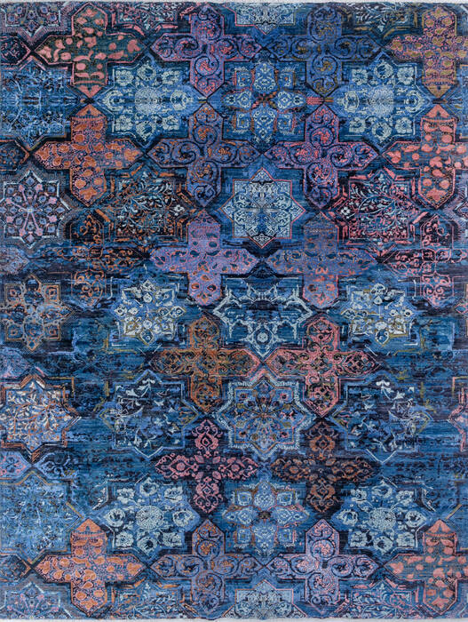 Modern Blue Hand Knotted 91 X 120 Area Rug 700-145027 Image 0