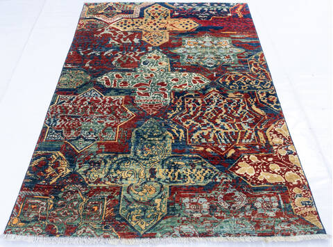 Modern Red Hand Knotted 40 X 60 Area Rug 700-145031 Image 1