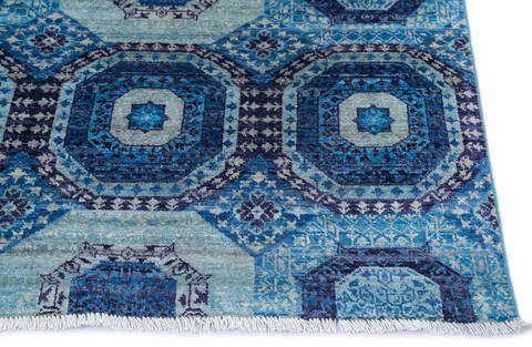 Chobi Blue Hand Knotted 68 X 910 Area Rug 700-145032 Image 4
