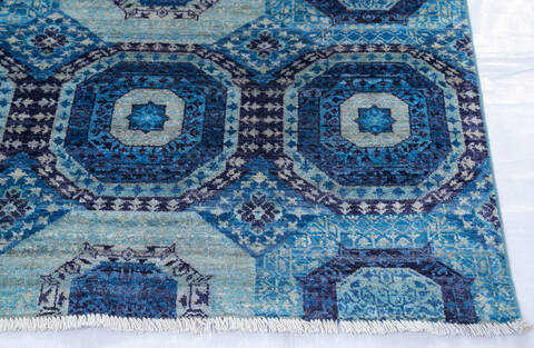 Chobi Blue Hand Knotted 68 X 910 Area Rug 700-145032 Image 5