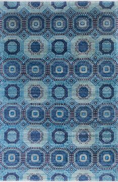 Chobi Blue Hand Knotted 6'8" X 9'10"  Area Rug 700-145032