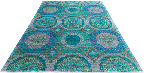 Chobi Green Hand Knotted 82 X 101 Area Rug 700-145033 Image 1