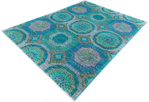 Chobi Green Hand Knotted 82 X 101 Area Rug 700-145033 Image 2