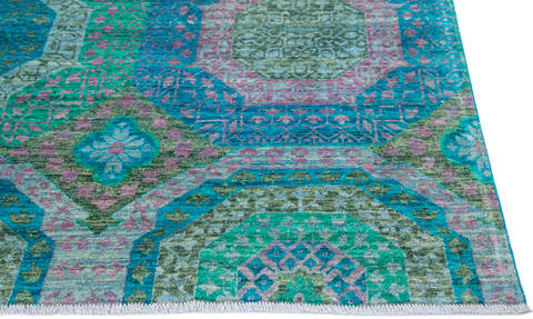 Chobi Green Hand Knotted 82 X 101 Area Rug 700-145033 Image 4