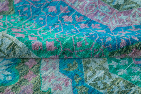 Chobi Green Hand Knotted 82 X 101 Area Rug 700-145033 Image 5