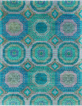Chobi Green Hand Knotted 8'2" X 10'1"  Area Rug 700-145033