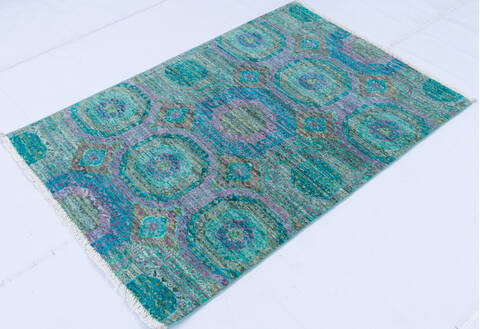 Chobi Green Hand Knotted 29 X 40 Area Rug 700-145035 Image 2