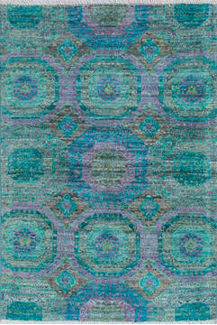 Chobi Green Hand Knotted 2'9" X 4'0"  Area Rug 700-145035