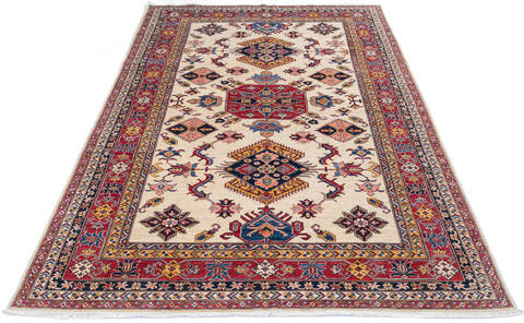 Kazak Beige Hand Knotted 69 X 97 Area Rug 700-145039 Image 1