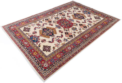 Kazak Beige Hand Knotted 69 X 97 Area Rug 700-145039 Image 2