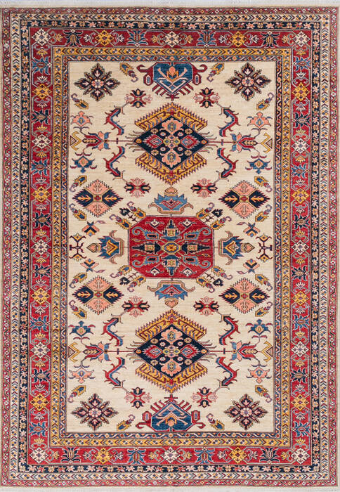 Kazak Beige Hand Knotted 69 X 97 Area Rug 700-145039 Image 0